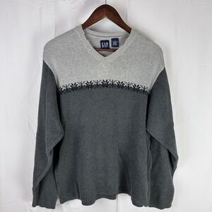 Gap Heavy Knit V‎ Neck Sweater Gray Size Medium